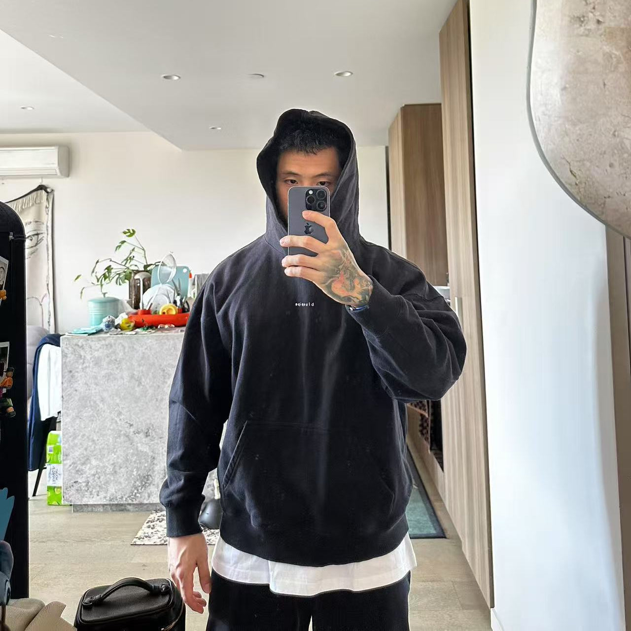 pump cover bluepipe logo hoodie black (heavy)