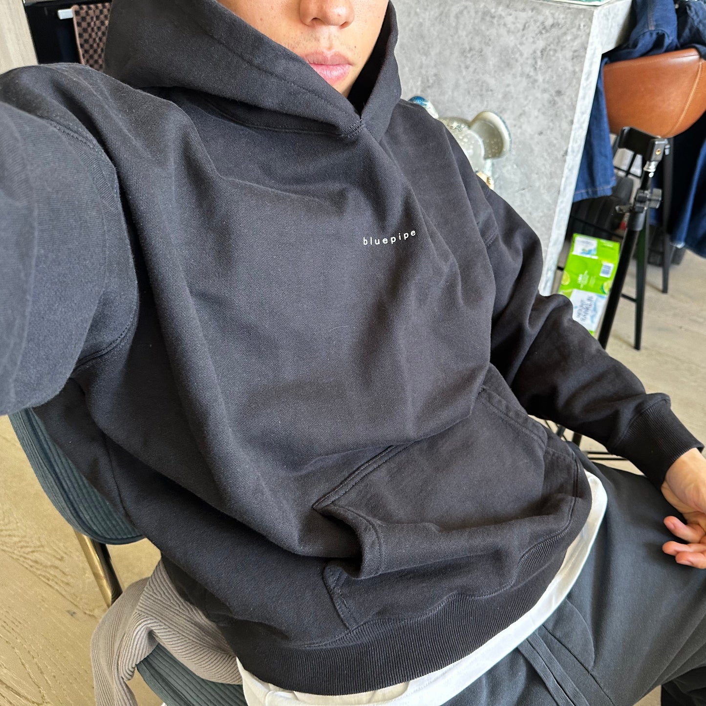 pump cover bluepipe logo hoodie black (heavy)