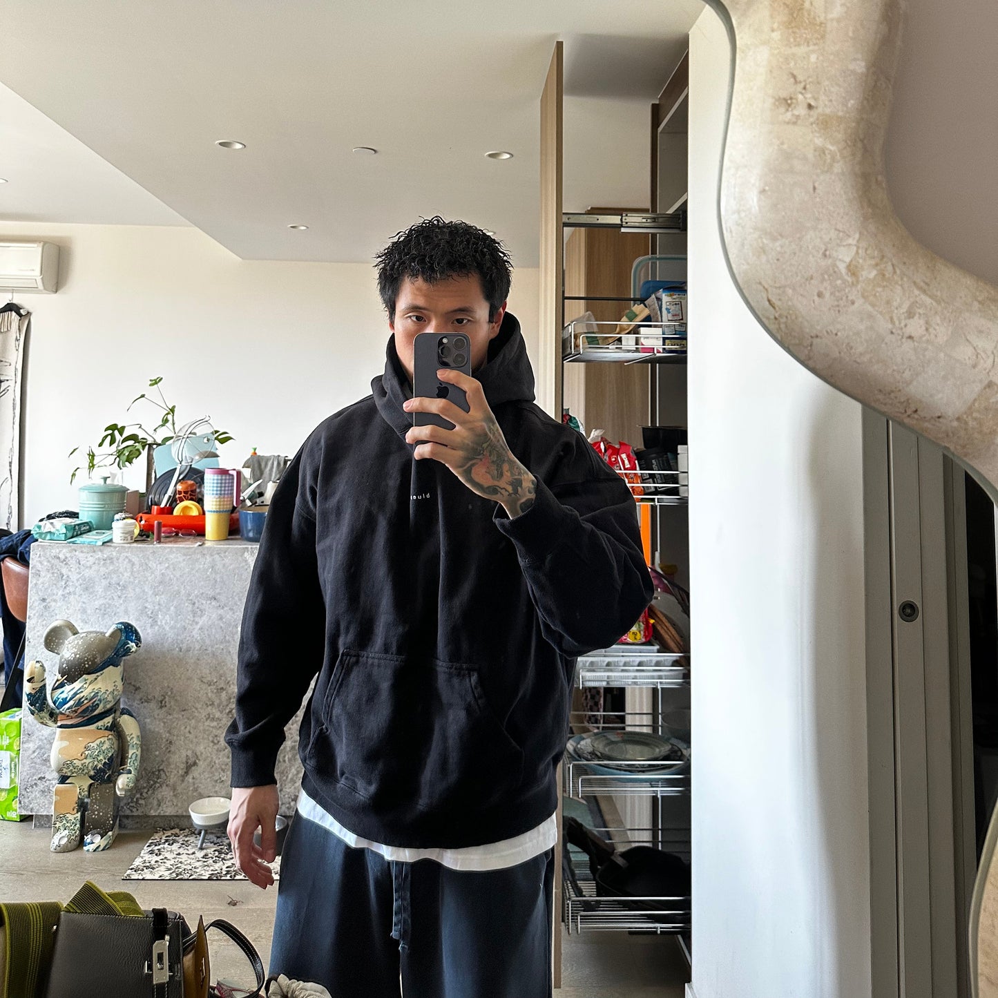 pump cover bluepipe logo hoodie black (heavy)